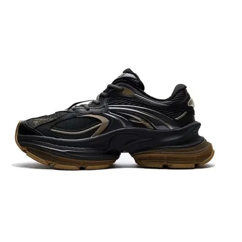 Anta Slip Resistant, Abrasion Resistant, Height Increasing Low top Chunky Sneakers Men's Black Gold