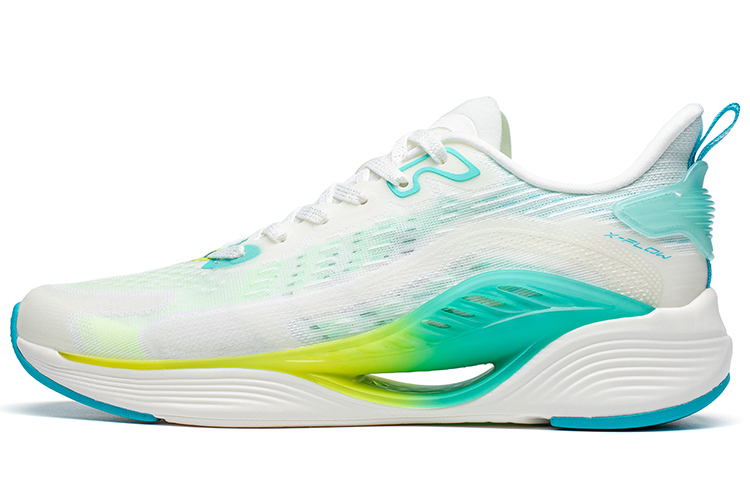 Xtep Hydrogen Wind 5.0 Hydrogen Wind Technology Shock Absorbing Breathable Low Top Long Distance Running Shoes Men's White Green