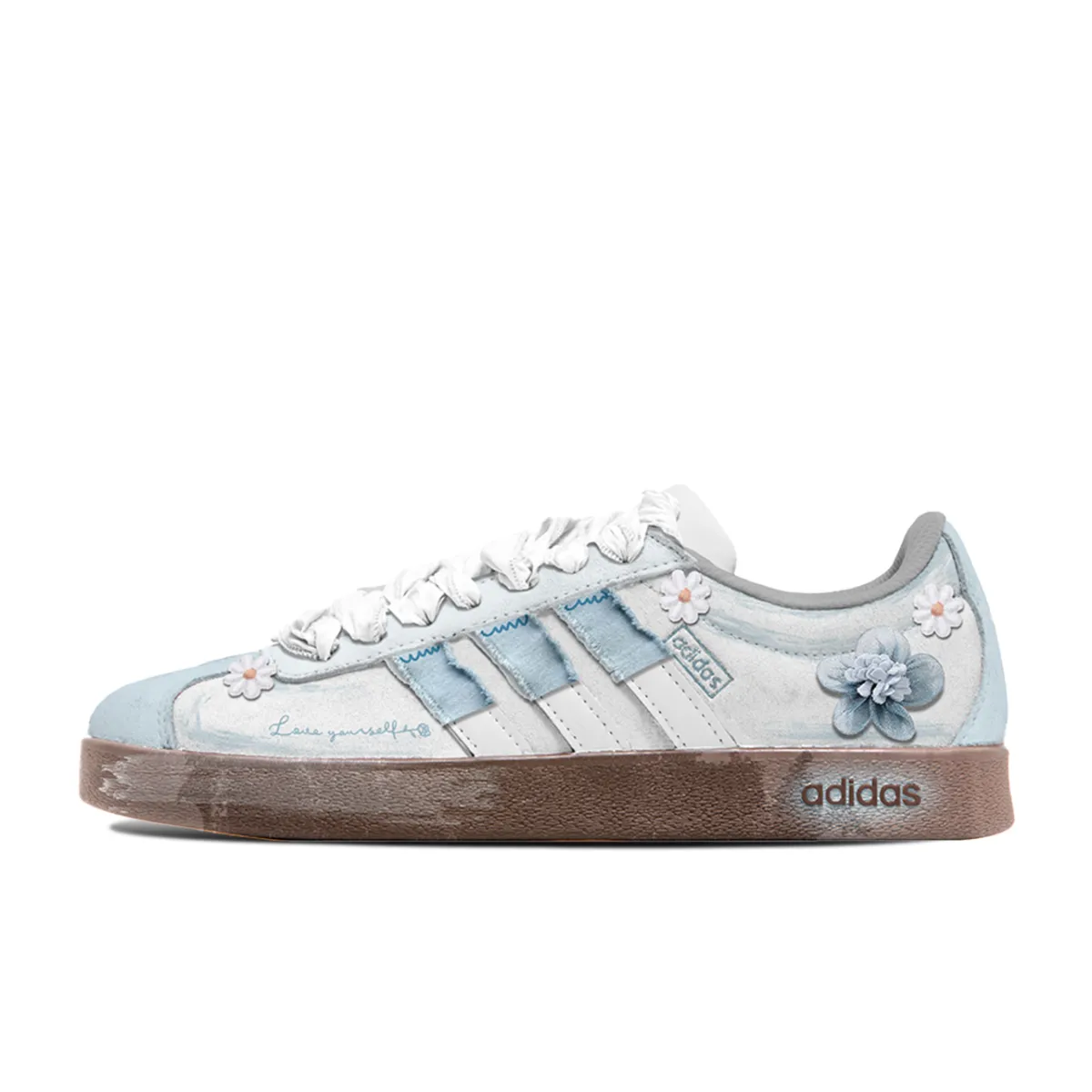Adidas VL COURT 2.0 Lone Blue Abrasion Resistant Abrasion Resistant Low top Skateboard Shoes Unisex Blue White