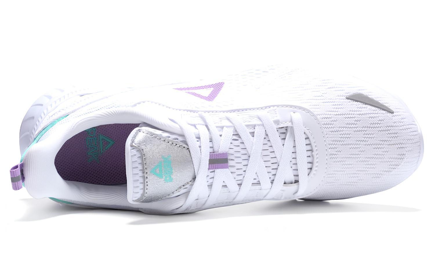 PEAK Qingyi Comfortable Fabric Cushioning Slip Resistant Abrasion Resistant Low top Running Shoes Women’s White Purple