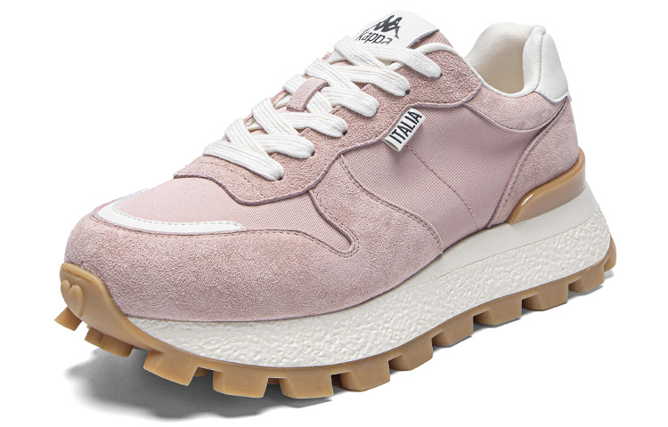 Kappa Textile, Synthetic Leather Slip Resistant Abrasion Resistant Low top Running Shoes Women’s Milk Tea Powders