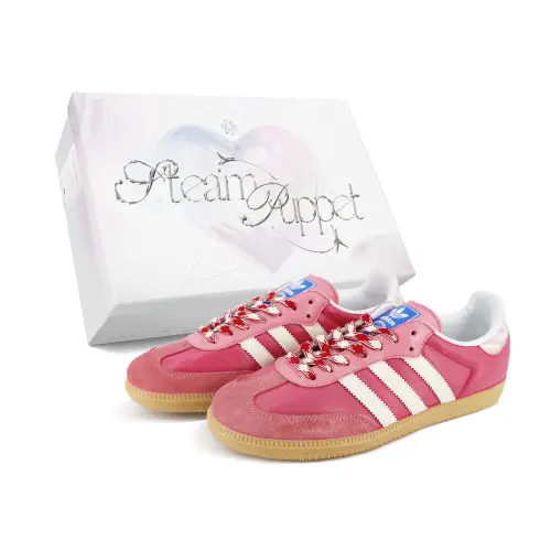Adidas Originals SAMBA OG Slip Resistant Slip Resistant Low top Skateboard Shoes Unisex Red White Pink