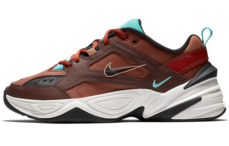 Nike M2K tekno dark red fabric synthetic leather cow layered leather Comfortable retro Wear-resistant Low top Dad shoes Women's dark red