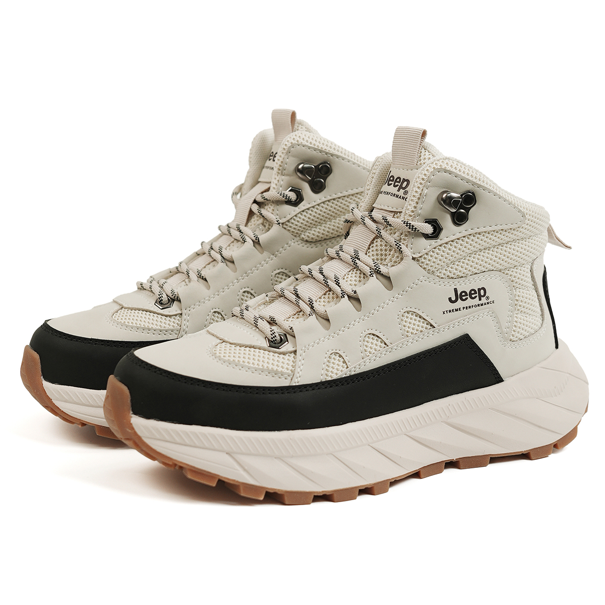 Jeep Mid top Outdoor Shoes Unisex Black White