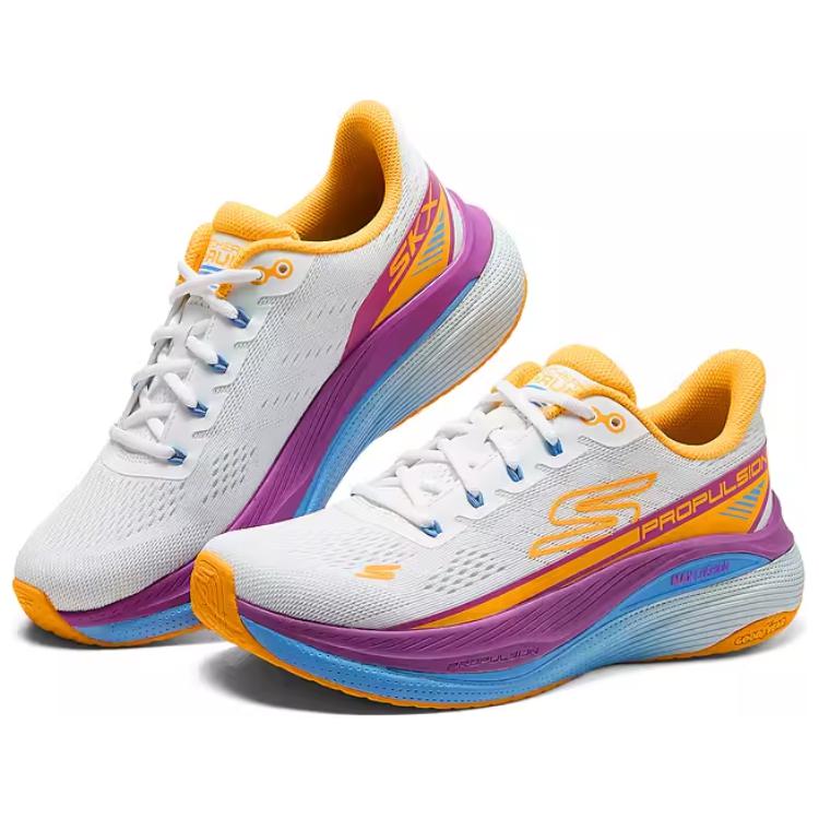 Skechers Max Cushioning Propulsion Cushioning Breathable Coverage Support Low top Running Shoes Women’s White Orange