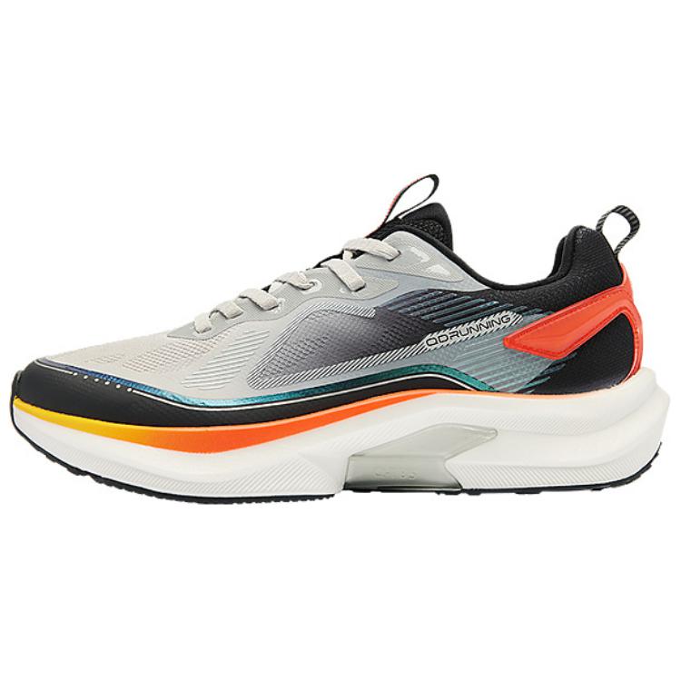 QIAODAN Fabric Slip Resistant Abrasion Resistant Low top Casual Running Shoes Men’s Gray Black Orange