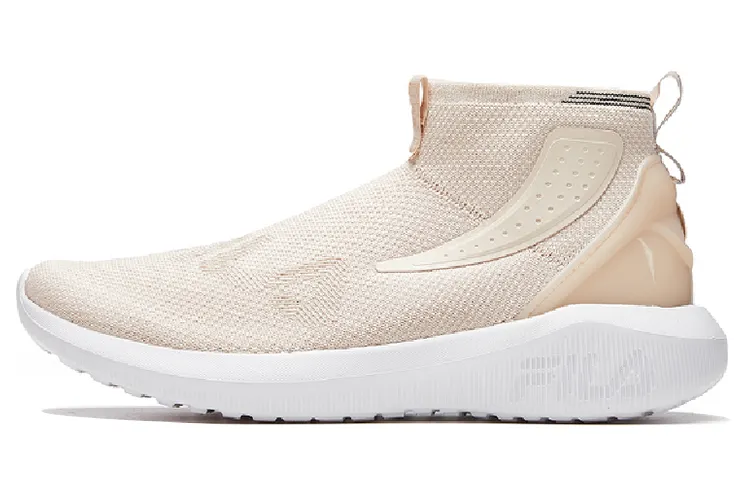 FILA Performance Fabric Cushioning Abrasion Resistant Breathable High top Running Shoes Women's Nude