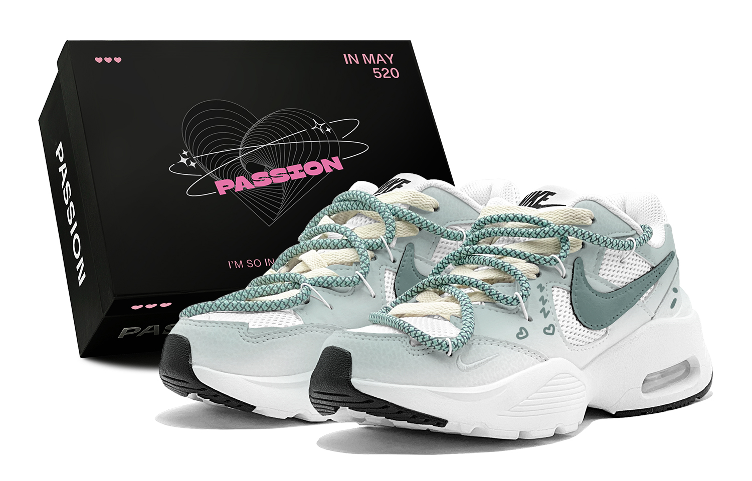 Nike Air Max Fusion Abrasion Resistant Abrasion Resistant Low top Running Shoes Women’s Green White