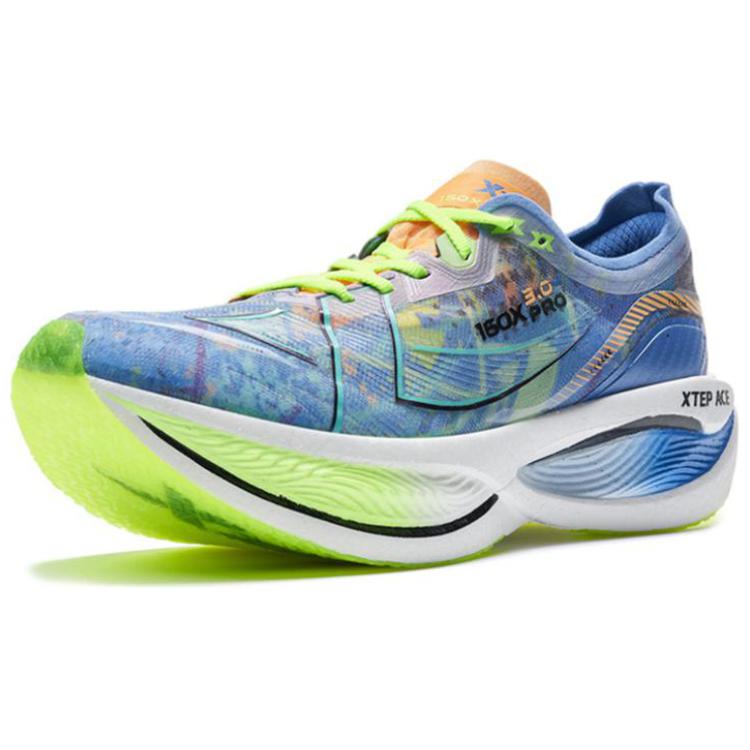 XTEP 160X 3.0 Pro Cushioning Slip Resistant Abrasion Resistant Low top Running Shoes Men’s Blue Green Orange