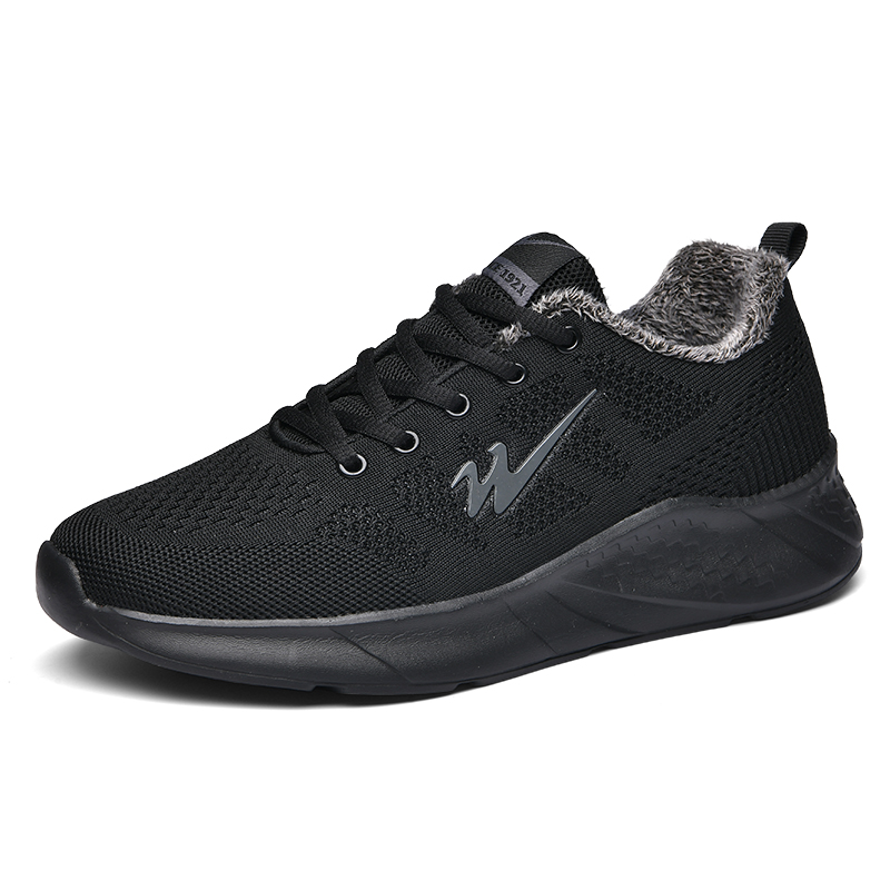 Binary Comfortable Abrasion Resistant, Thermal Fleece Lined Sports Low top Running Shoes Men’s Black Gray