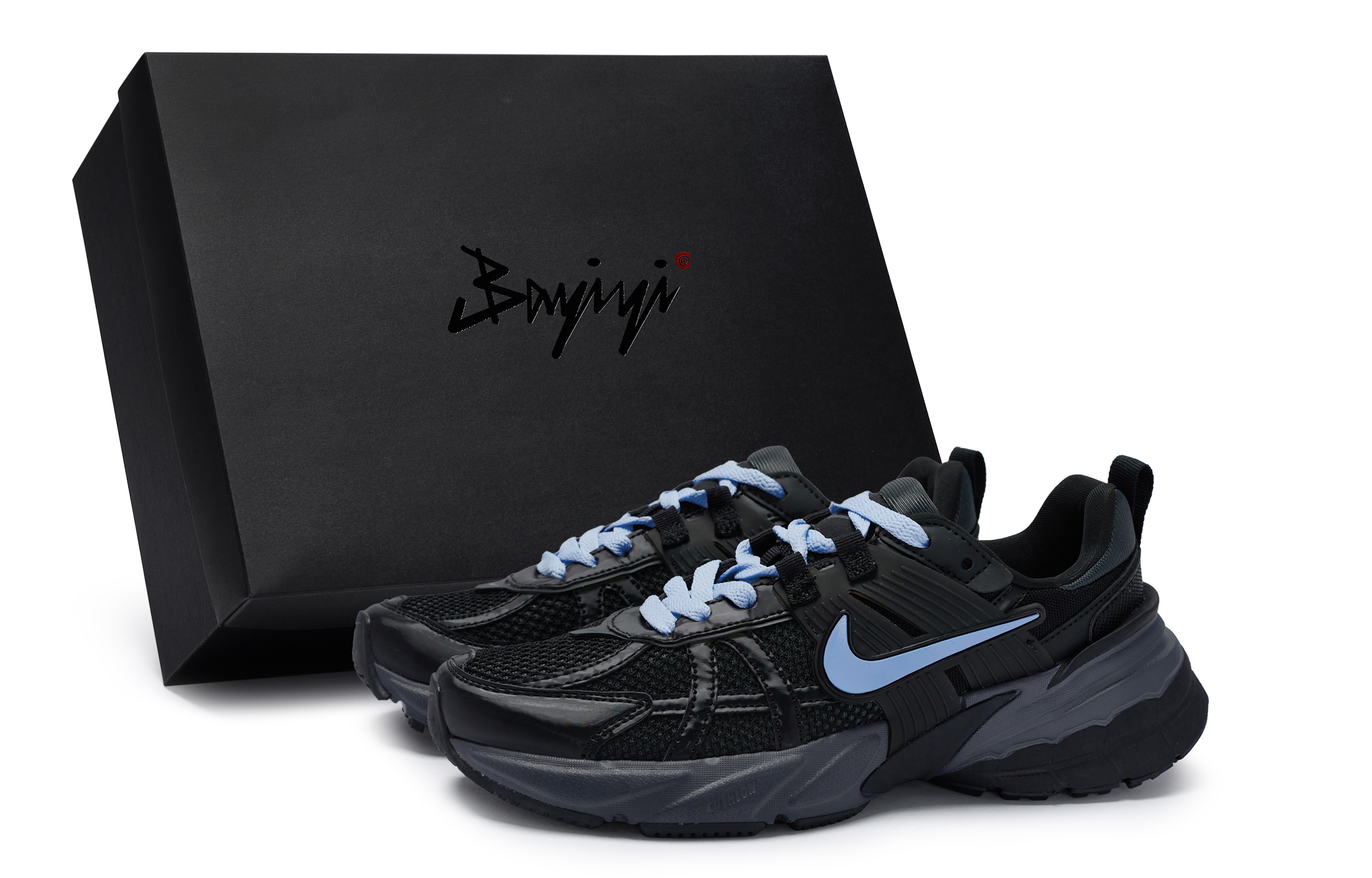 Nike V2K Run Cushioning Abrasion Resistant Cushioning, Wear Resistant Low top Running Shoes Unisex Black Blue