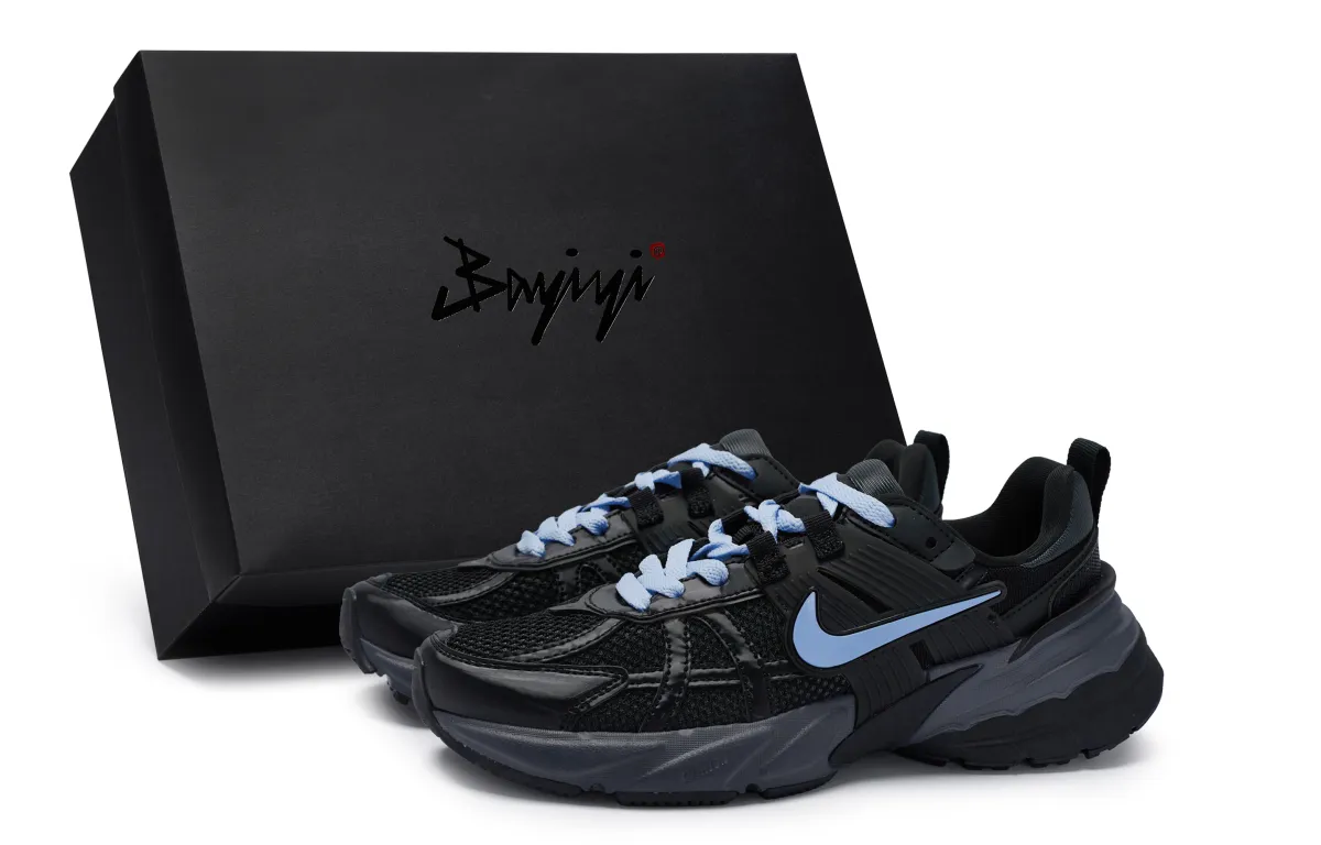 Nike V2K Run Cushioning Abrasion Resistant Cushioning, Wear Resistant Low top Running Shoes Unisex Black Blue