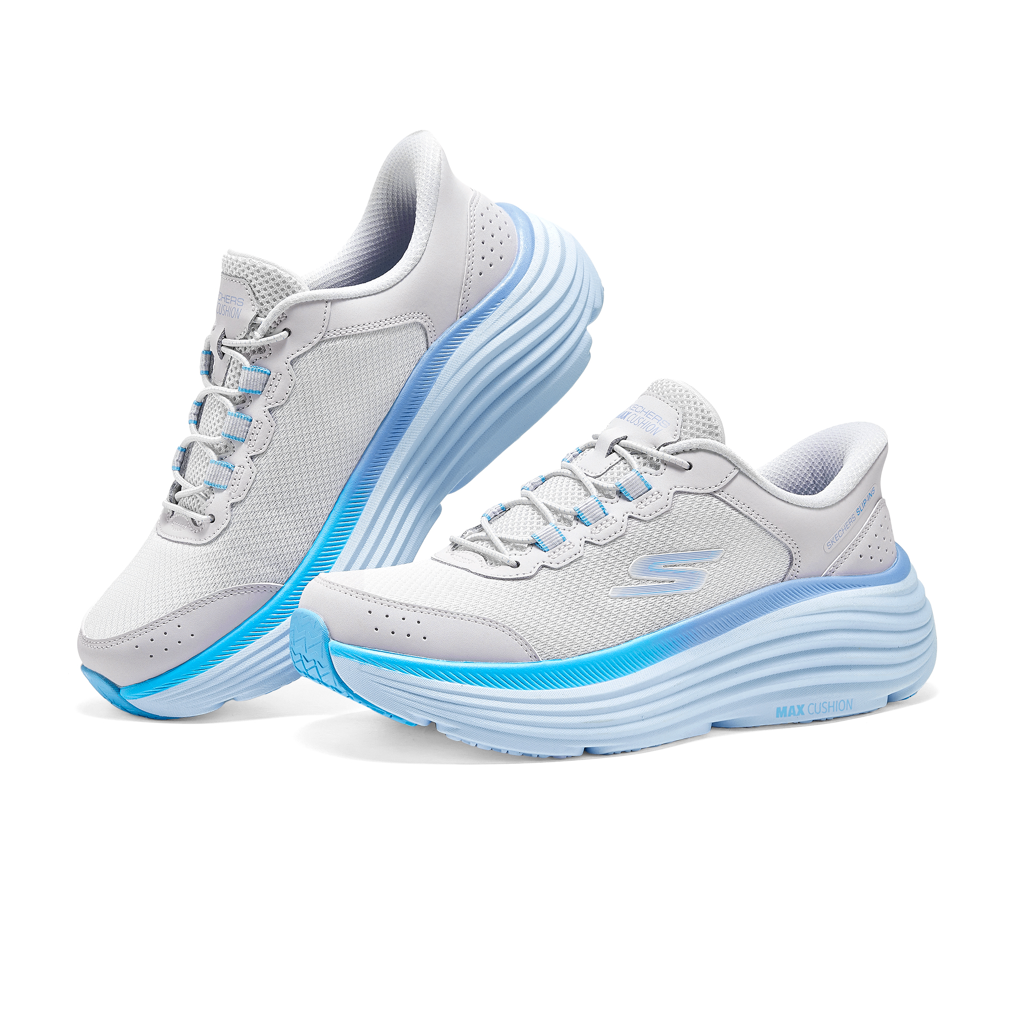 Skechers Women’s GO Textile, Synthetic Leather Abrasion Resistant Low top Running Shoes Women’s Gray Blue