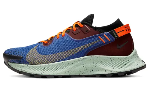 Nike Pegasus Trail 2 GORE-TEX color blocking professional fabric shock absorption and anti-slip low top cross-country running shoes for women black blue orange