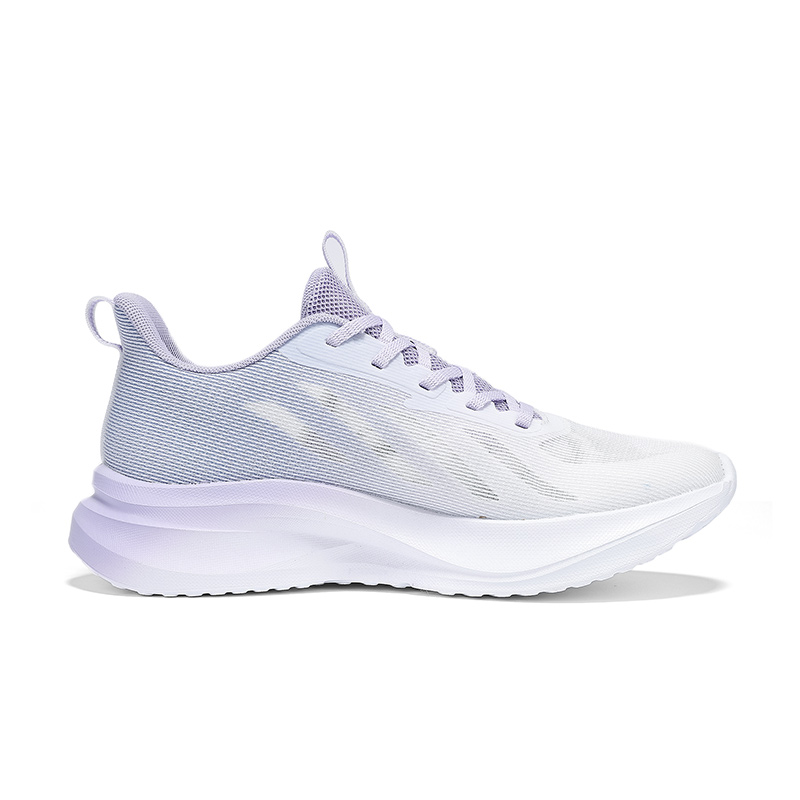QIAODAN Slip Resistant, Abrasion Resistant, Breathable Low top Casual Running Shoes Women’s White Purple