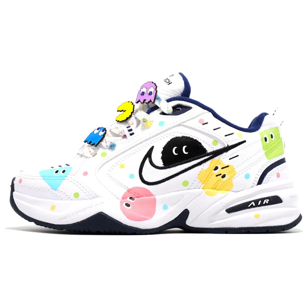 Nike Air Monarch 4 Quirky Colorblock Slip Resistant Height Increasing Low top Chunky Sneakers Unisex Black White