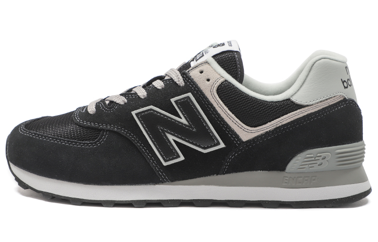 New Balance NB 574 Retro Alphabet Lace Mesh Fabric Two-layer Suede Shock Absorbing Wear-resistant Wrap Low Top ENCAP Casual City Commuter Running Shoes Men and Women Black