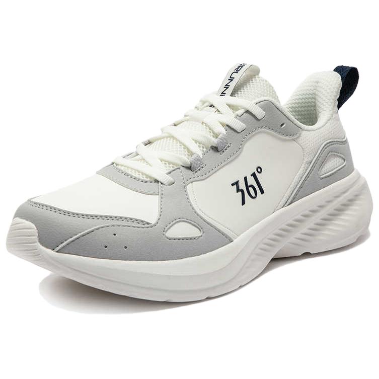 361° Synthetic Leather, Mesh Abrasion Resistant Rebound Low top Casual Sprint Running Shoes Men’s White Gray
