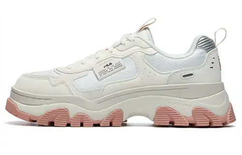 FILA HIKE Textile, Synthetic Leather Low top Chunky Sneakers Women's Pink White