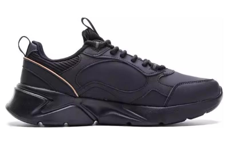 QIAODAN Comfortable Slip Resistant Abrasion Resistant Low top Casual Running Shoes Men’s Black Gold
