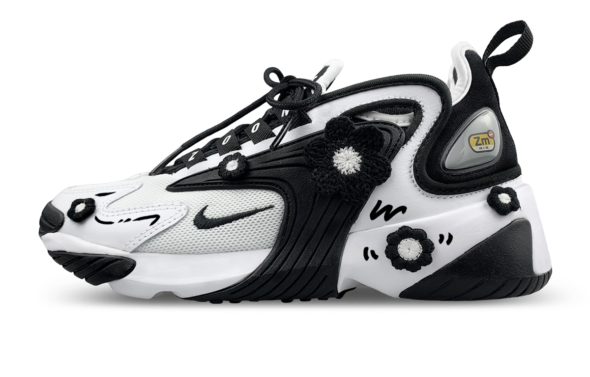 Nike Zoom 2K Cushioning Slip Resistant Abrasion Resistant Breathable Mid top Running Shoes Unisex Black White
