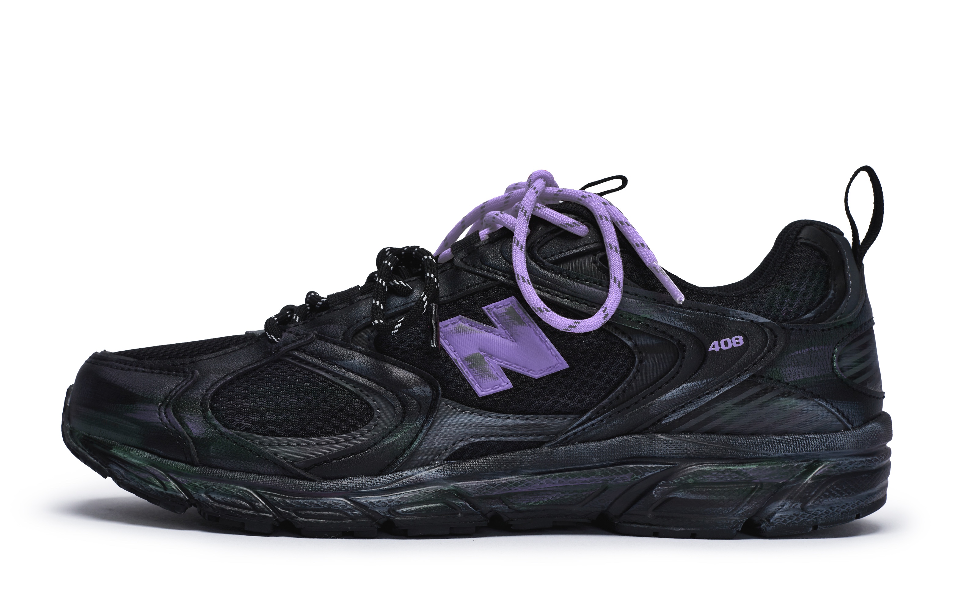New Balance 408 Slip Resistant Low top Running Shoes Unisex Black Purple D Width