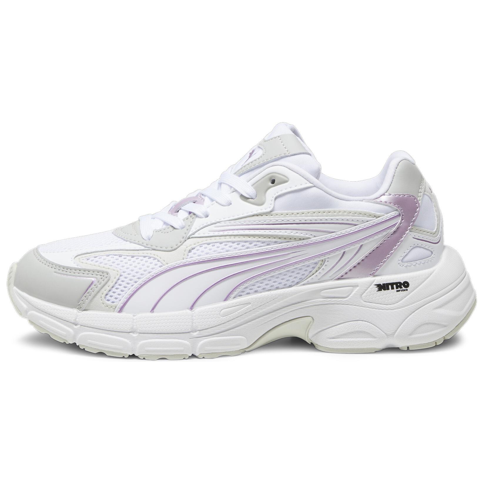 PUMA Teveris Nitro Slip Resistant Abrasion Resistant Low top Casual Running Shoes Women's Gray White