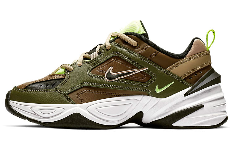 Nike M2K Tekno synthetic leather retro casual shock-absorbing anti-slip low-top dad shoes women's military green