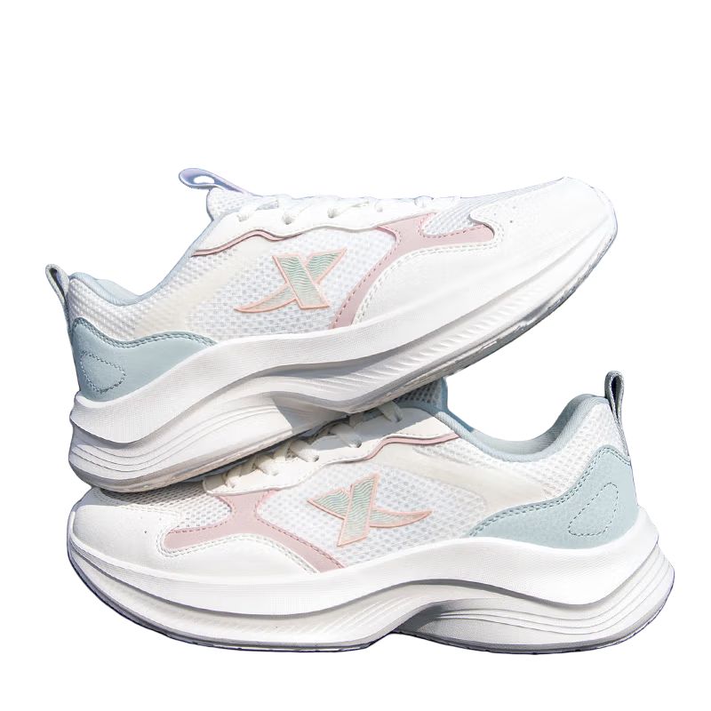 XTEP Cushioning Breathable Lightweight Low top Casual Running Shoes Women’s White Pink Green
