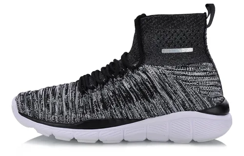 Li Ning Fabric Cushioning Slip Resistant Abrasion Resistant Breathable Lightweight Coverage High top Running Shoes