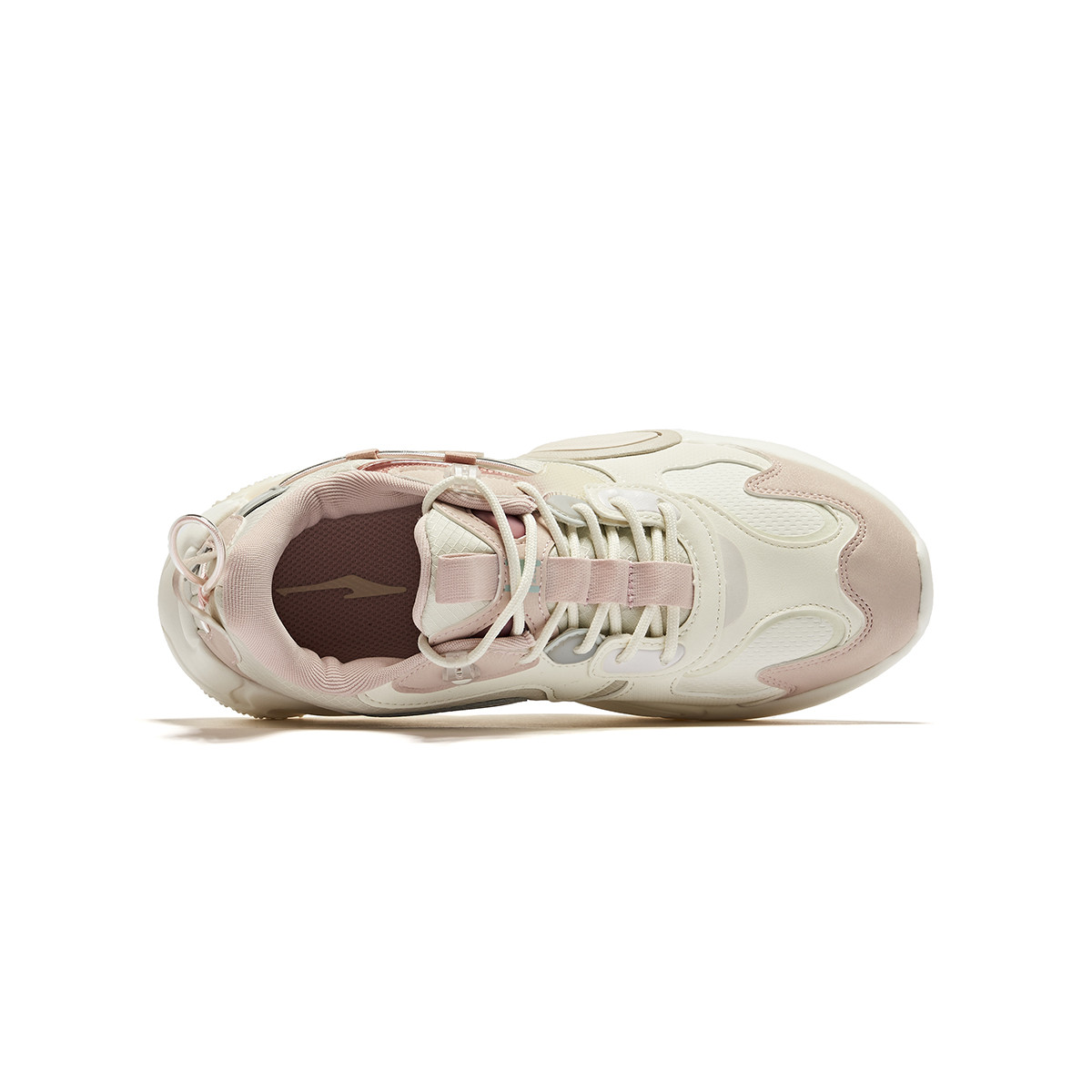 Erke Textile, Synthetic Leather Cushioning Slip Resistant Low top Training Running Shoes Unisex White Pink