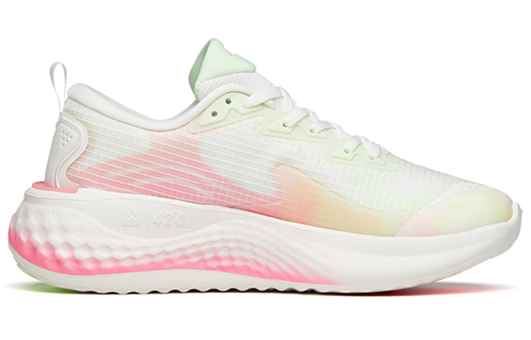 Anta Cushioning Slip Resistant Low top Running Shoes Women’s White Green Pink