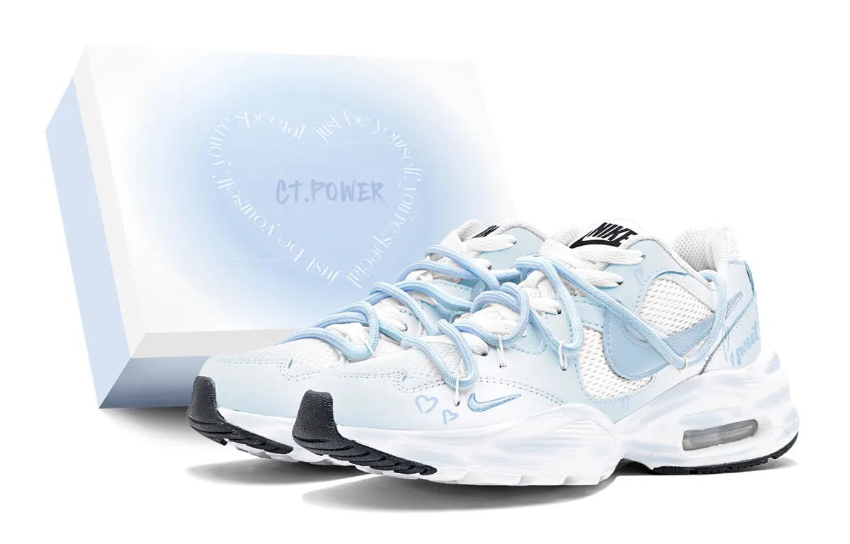 Nike Air Max Fusion Slip Resistant Abrasion Resistant Low top Running Shoes Women's White Blue