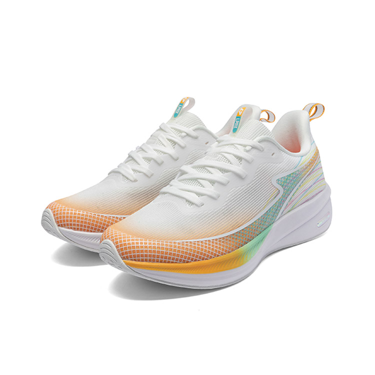 LPMX Cushioning Lightweight Slip Resistant Low top Carbon Plate Running Shoes Unisex Beige Bright Neon Orange