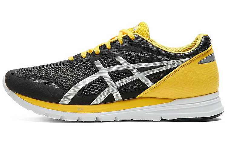 Asics Gel Feather Glide 4 Sports Abrasion Resistant Low top Running Shoes Men's Black Yellow D Width