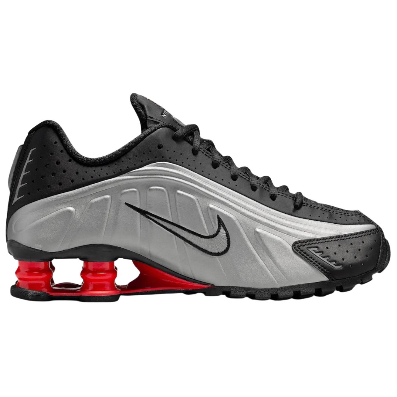 Nike Shox R4 Slip Resistant Abrasion Resistant Low top Casual Running Shoes Women’s Silver Black