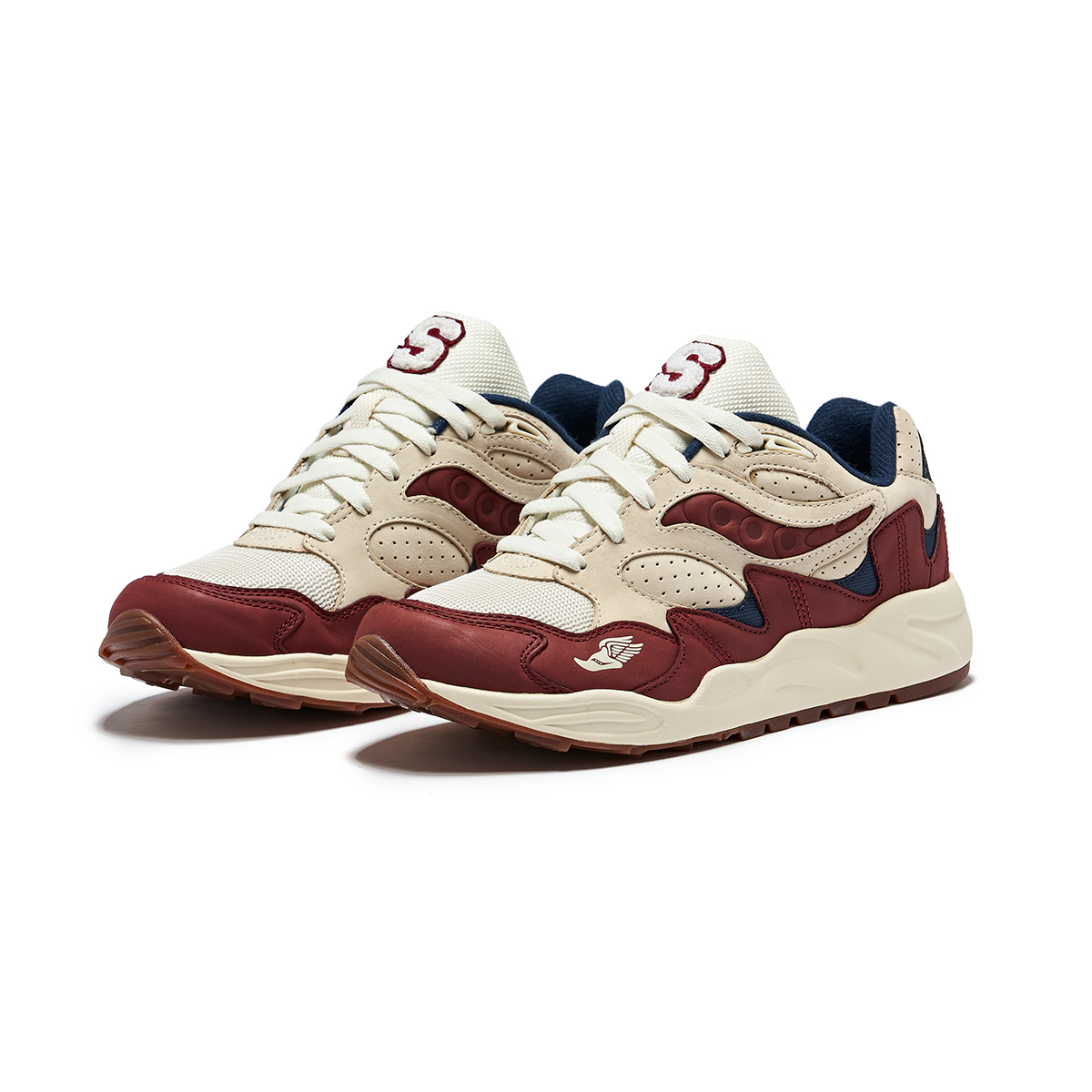 Saucony Abrasion Resistant Coverage Support Low top Running Shoes Unisex Beige Burgundy