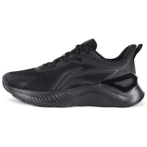 Li Ning Cushioning Slip Resistant Abrasion Resistant Low top Casual Running Shoes Men's Black