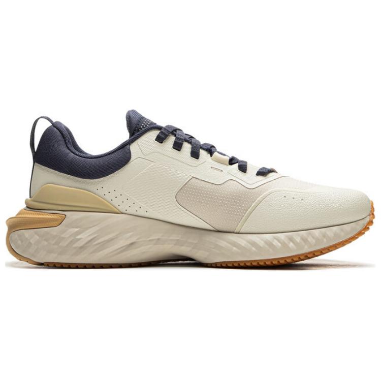 Li Ning Cloud Shield Comfortable And Trendy Slip Resistant Abrasion Resistant Low top Running Shoes Men’s Beige Blue