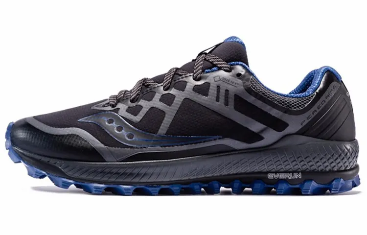 Saucony Peregrine Falcon 8 GTX Low top Running Shoes Men's Black Gray Blue