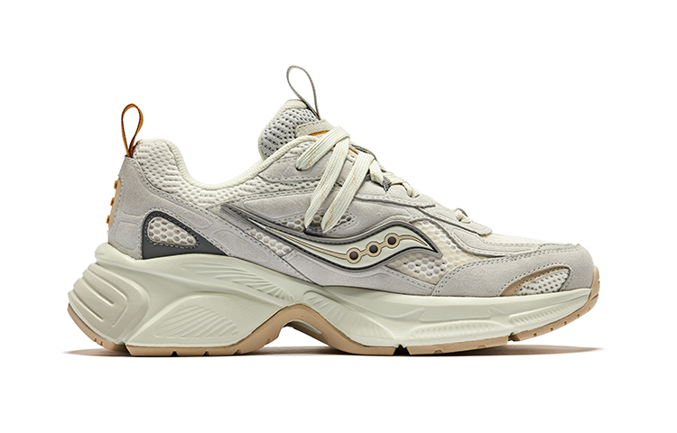 Saucony 2K CAVALRY Cow Leather, Synthetic Leather Low top Casual Running Shoes Unisex Gray Beige