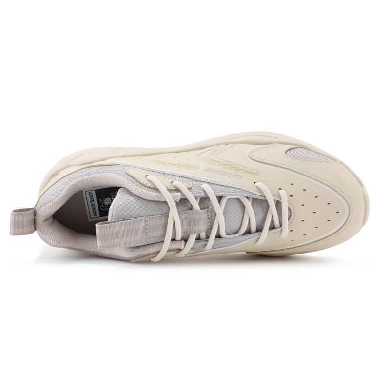 QIAODAN Cushioning Slip Resistant Breathable Low top Casual Running Shoes Men’s Beige