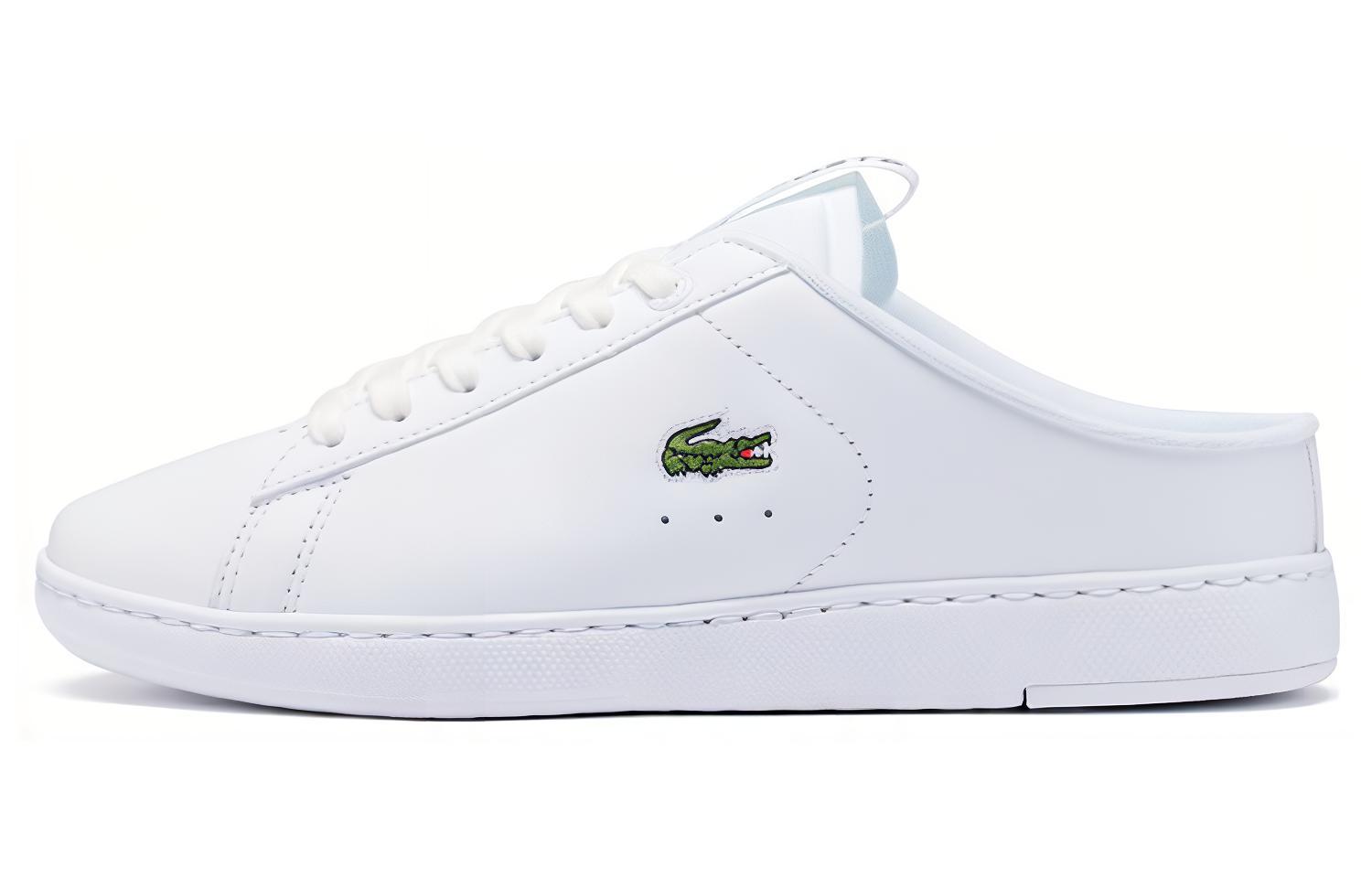LACOSTE Leather Closed Toe Slippers Women's White