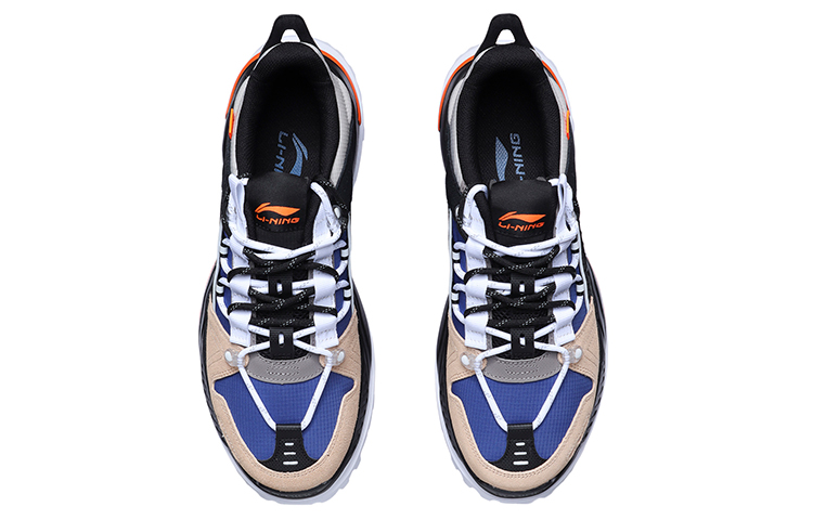 Li Ning Abrasion Resistant Thermal Low top Running Shoes Unisex Blue Apricot Black