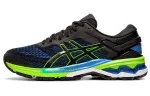 Asics Gel Kayano 26 Comfortable Textile, Synthetic Leather Low top Running Shoes Men's Black Green 4E Width