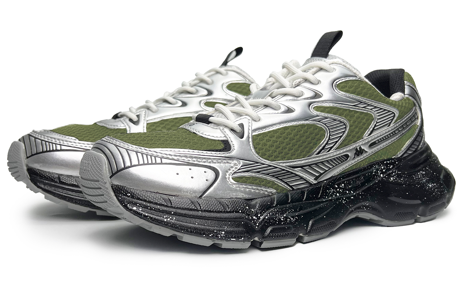 Kappa Cushioning Abrasion Resistant Breathable Low top Running Shoes Unisex Black Green Silver