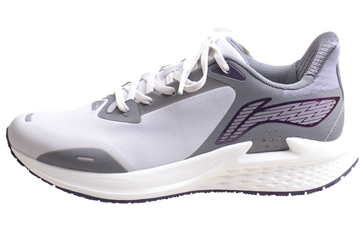 Li Ning Comfortable Abrasion Resistant Abrasion Resistant Low top Running Shoes Men’s White Gray Purple