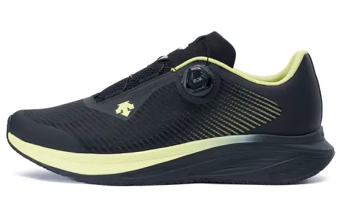 DESCENTE RUNNING Lightweight Abrasion Resistant Low top Running Shoes Men's Black Lemon Yellow