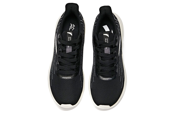 Anta Cushioning Slip Resistant Abrasion Resistant Breathable Lightweight Low top Running Shoes Men’s Black Gray White