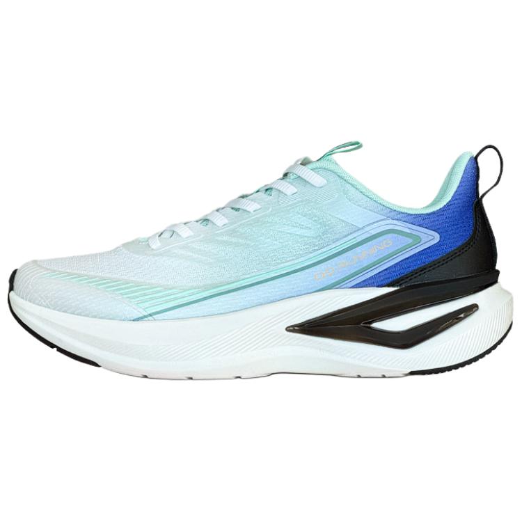 QIAODAN Fabric Cushioning Slip Resistant Low top Casual Running Shoes Men’s White Blue